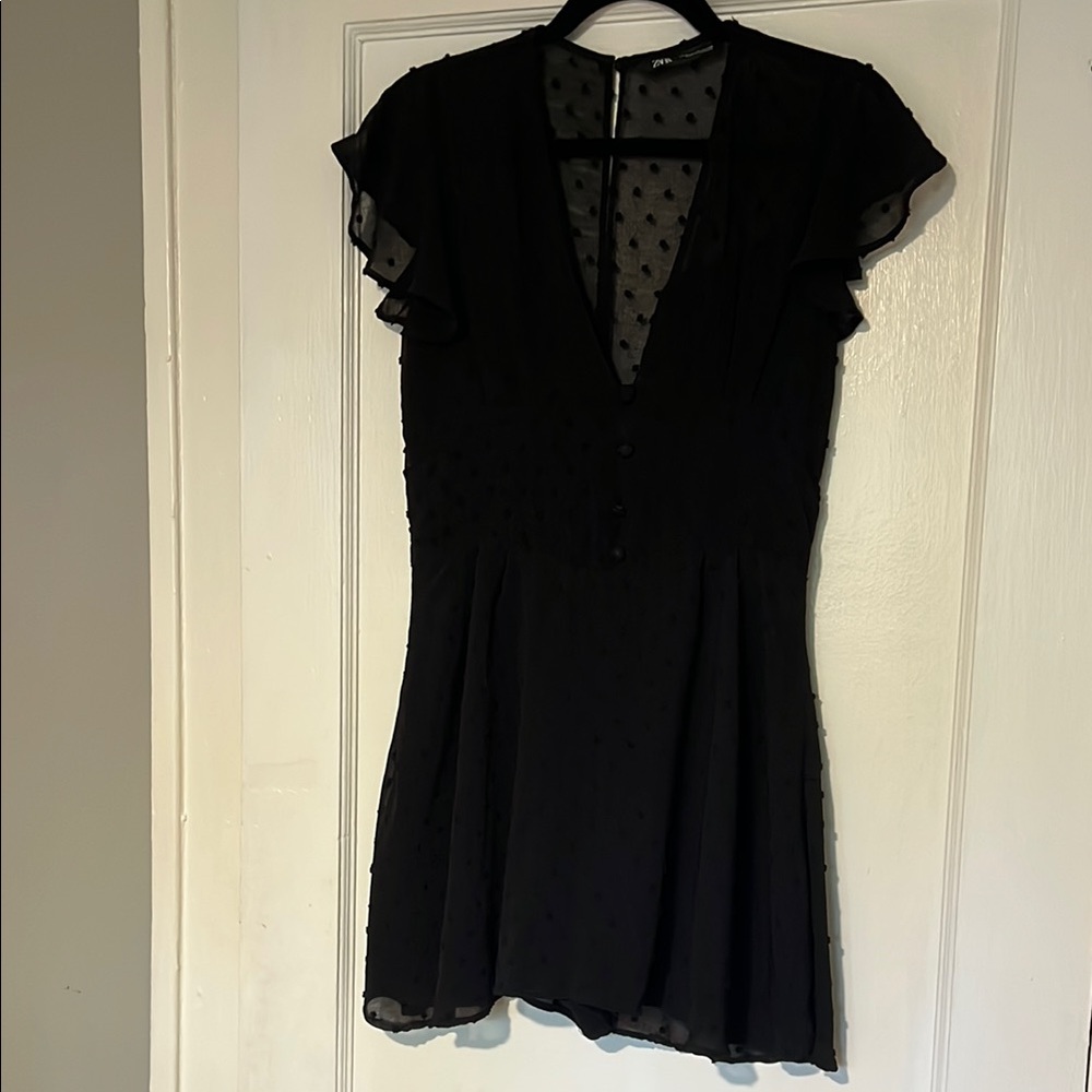 Black Sheer Polka Dot Dress
